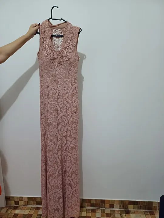 Vestido de renda rosa salmão - Foto 3