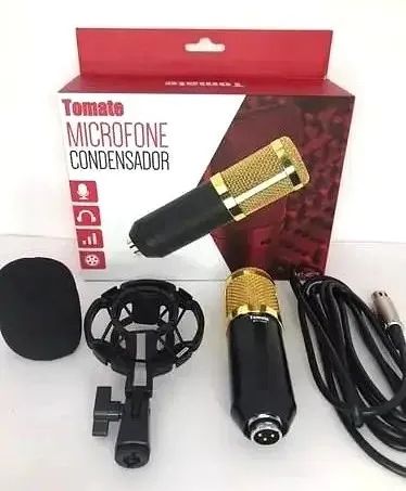 Microfone Condensador Dourado com Cabo P2 para Estúdio - Foto 3