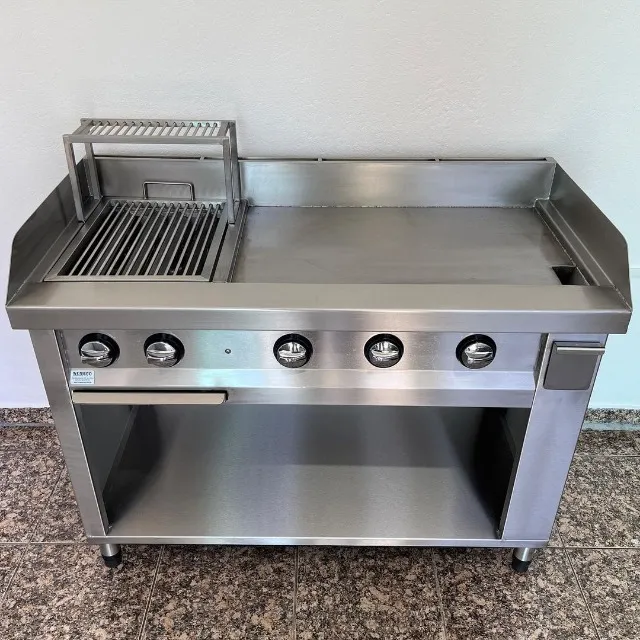 Chapa + Char Broiler sob medida. Aço inox.