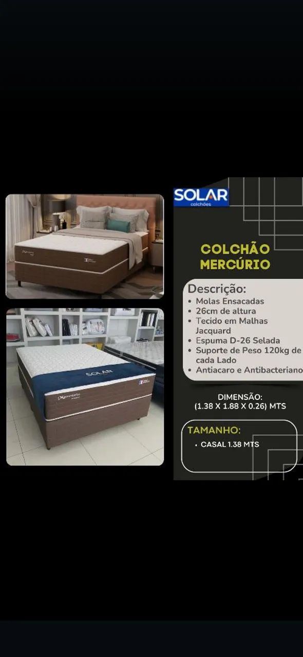 Cama casal Casal Mercúrio Solar - Conforto e Qualidade