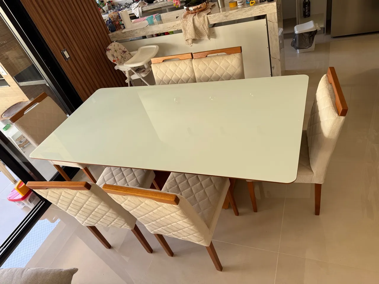 MESA JANTAR TAMPO DE VIDRO 2mt X 1mt