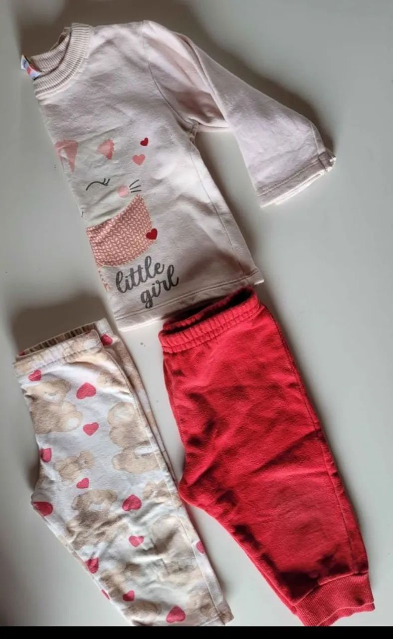 Conjunto infantil menina Brandili<br>Com 2 calças e 3 camisetas algodão - Foto 2