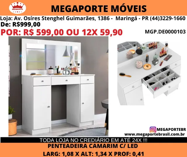 Penteadeira Camarim C/Espelho 1,08