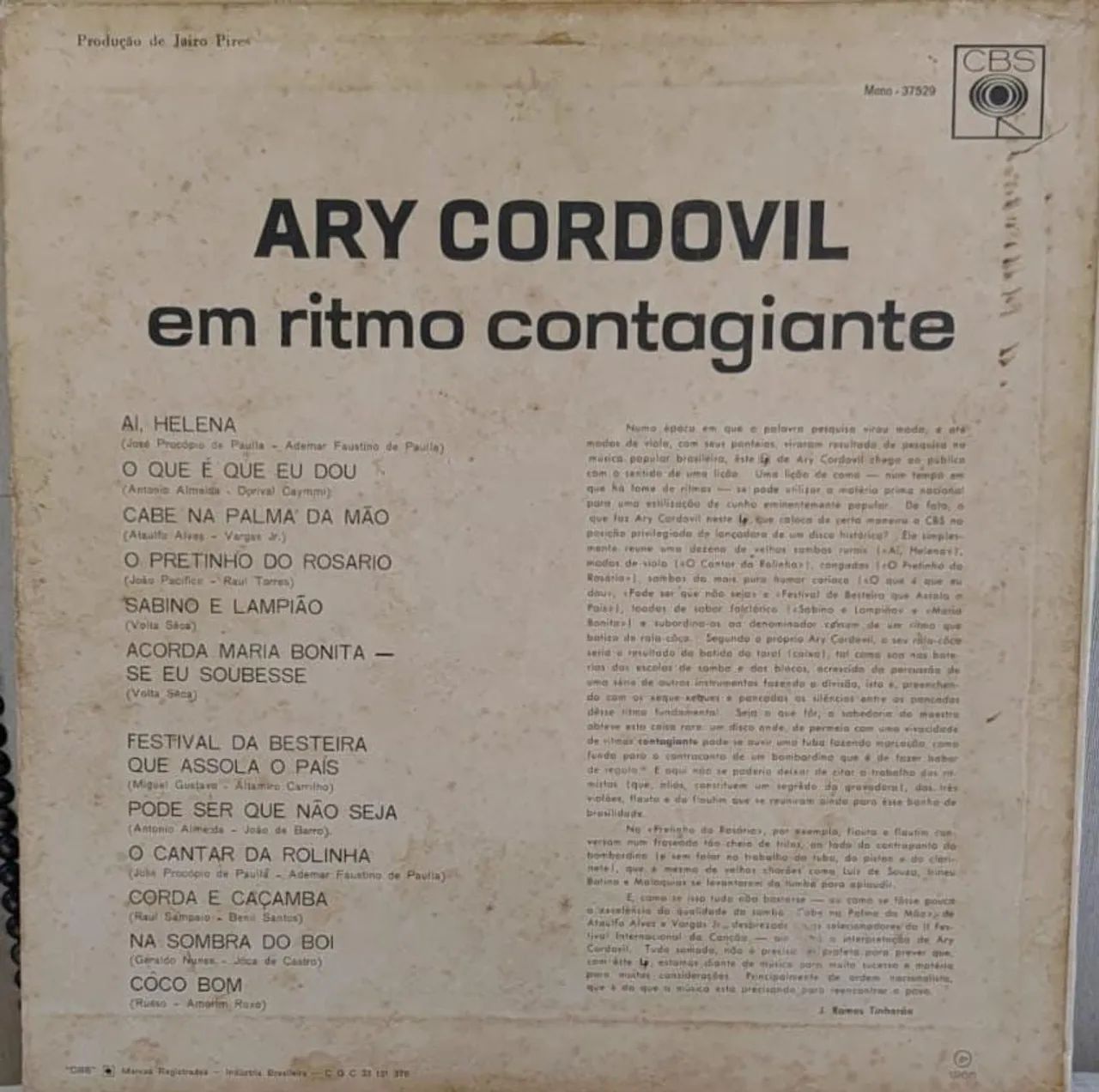 Disco de Vinil Ary Cordovil - Em Ritmo Contagiante - Foto 2