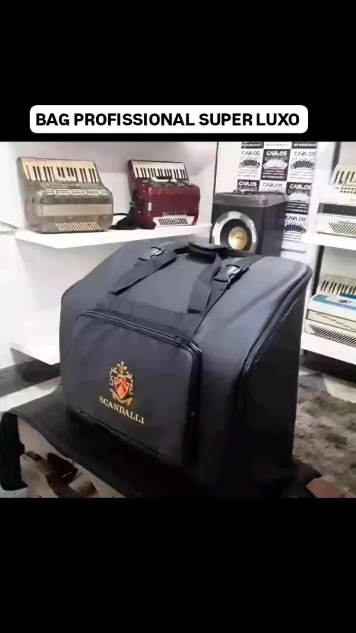 BAG PARA SANFONAS E ZABUMBAS, CORREIAS ALÇAS EM COURO E SEU NOME BORDADO - Foto 2
