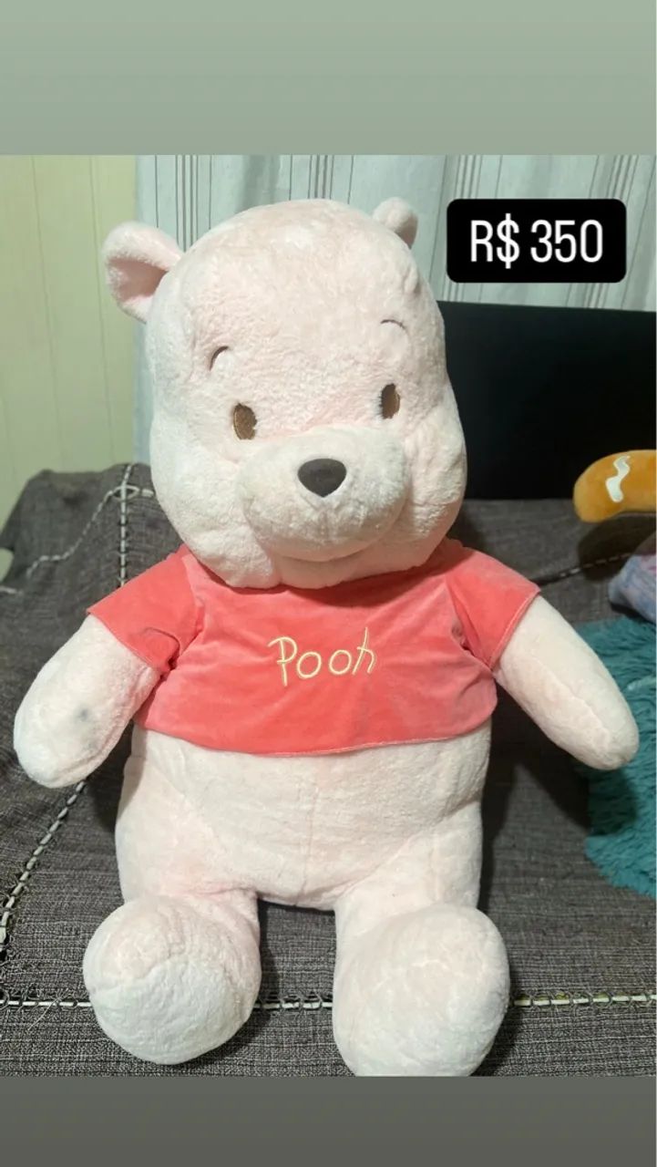 Urso Pooh Pelúcia Rosa - Novo
