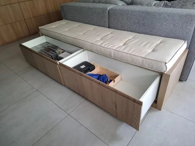 Banco gaveteiro de madeira com futon - Foto 3