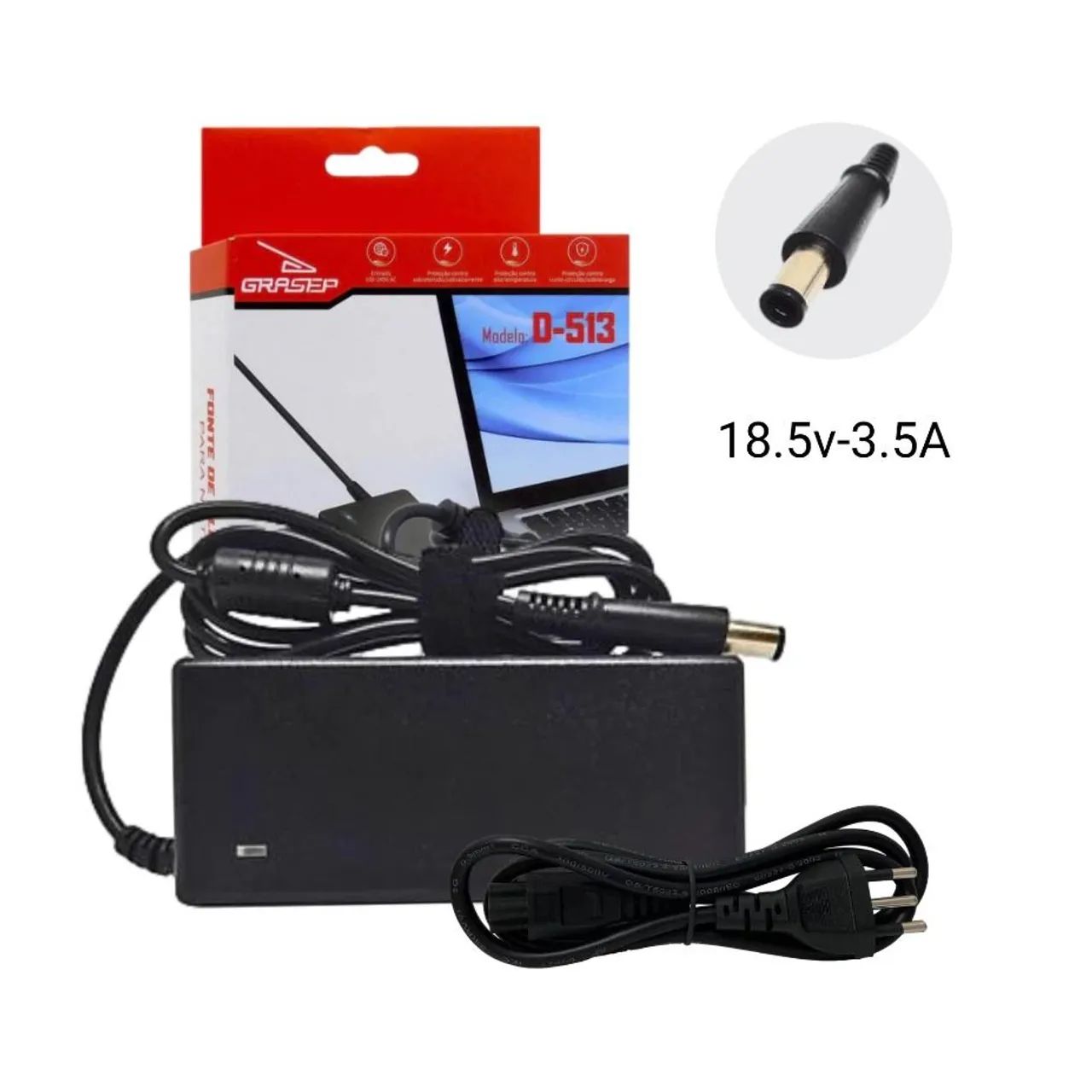 Fonte Carregador Notebook 18.5V 3.5A - GRASP D-513