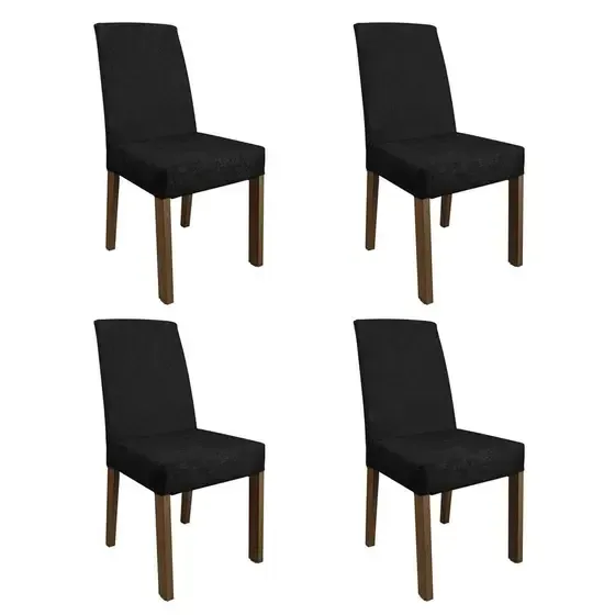 Conjunto 4 Cadeiras Para Sala De Jantar No Preto