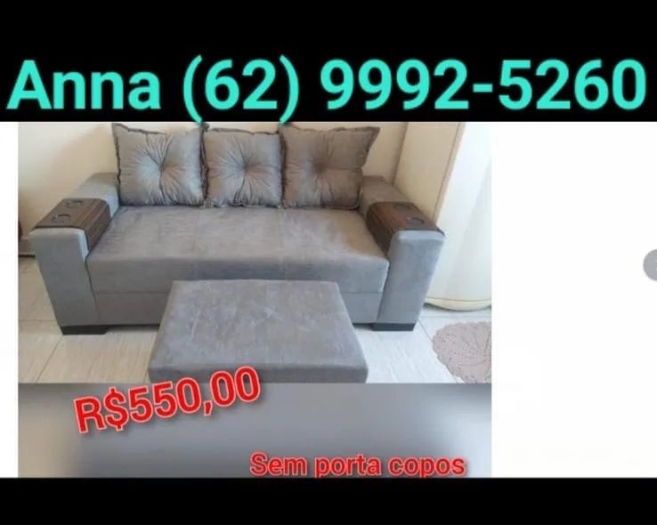 Sofá 3 lugares com puff***