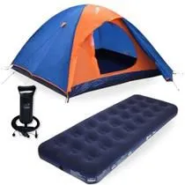 Kit camping barraca Falcon 3 Nautika, colchão solteiro e bombinha 