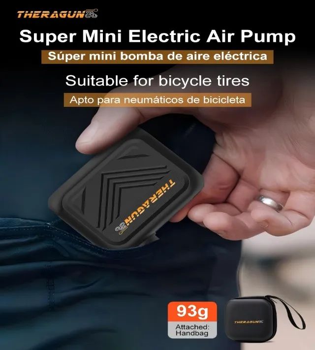 As2 Mini Compressor Bomba Portátil Elétrica Ar Bicicleta Válvula Schrader E Presta(100 Psi - Foto 5
