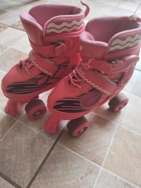 (2 pares)Patins Rosa Infantil Tamanho 34-37 - Foto 2