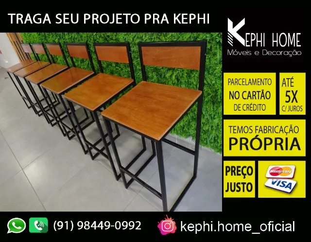 banqueta e cadeira modelo industrial
