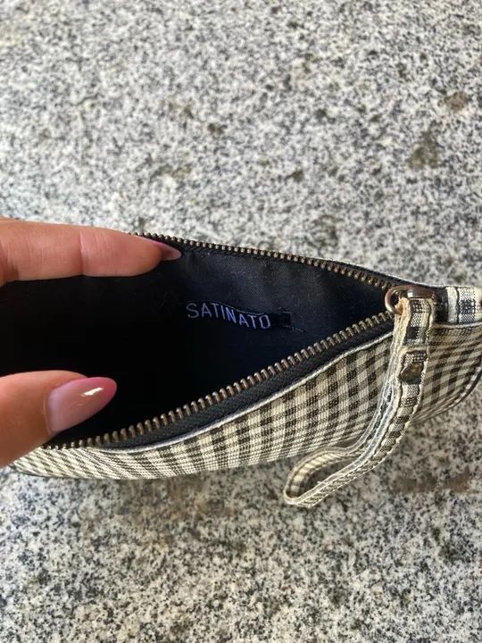 Bolsa de Mão Carteira Quadriculada Satinato  - Foto 3