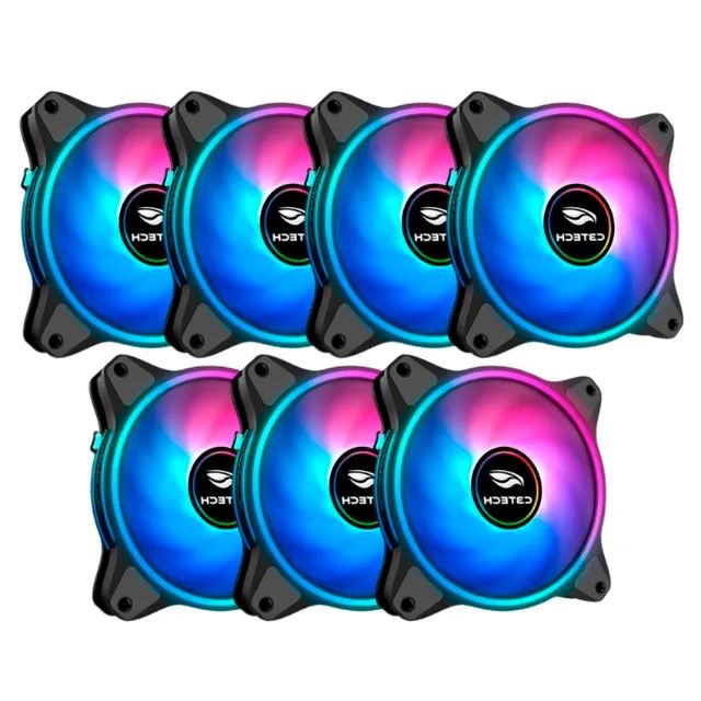 Kit 7 Cooler Fan 120mm C3Tech C110F250 com Controladora e Controle ARGB 3P 5V - WZetta - Foto 2