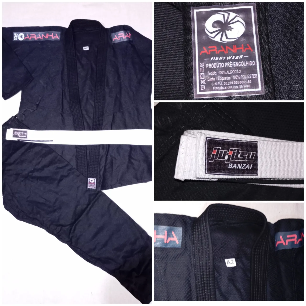 Kimono Jiu-Jitsu Aranha - A2 + Faixa branca.
