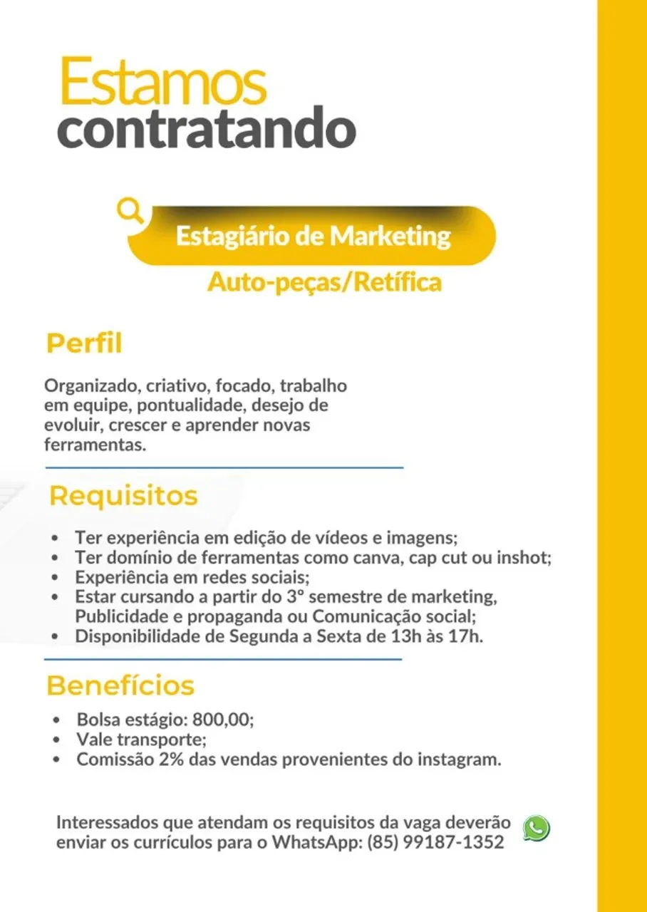 Vaga Estagiário de Marketing