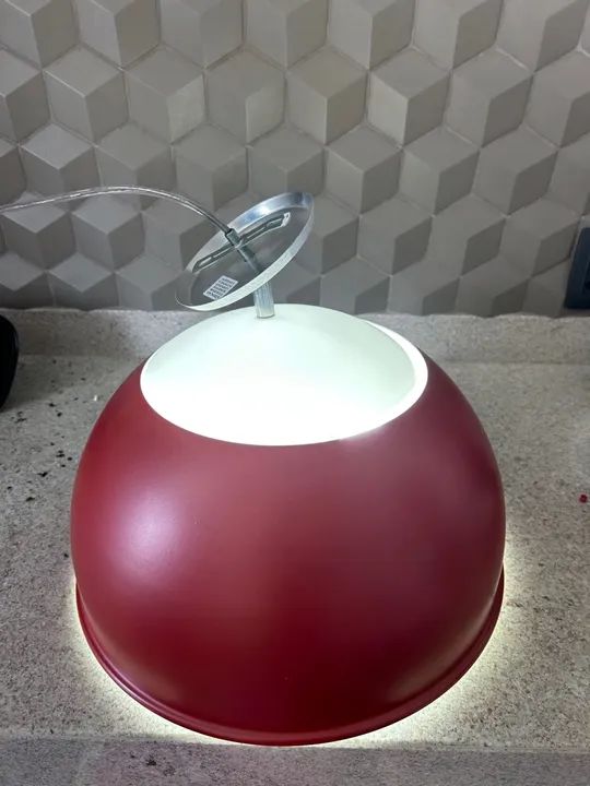 Lustre luminária pendente redondo terracota 3 lâmpadas  - Foto 5