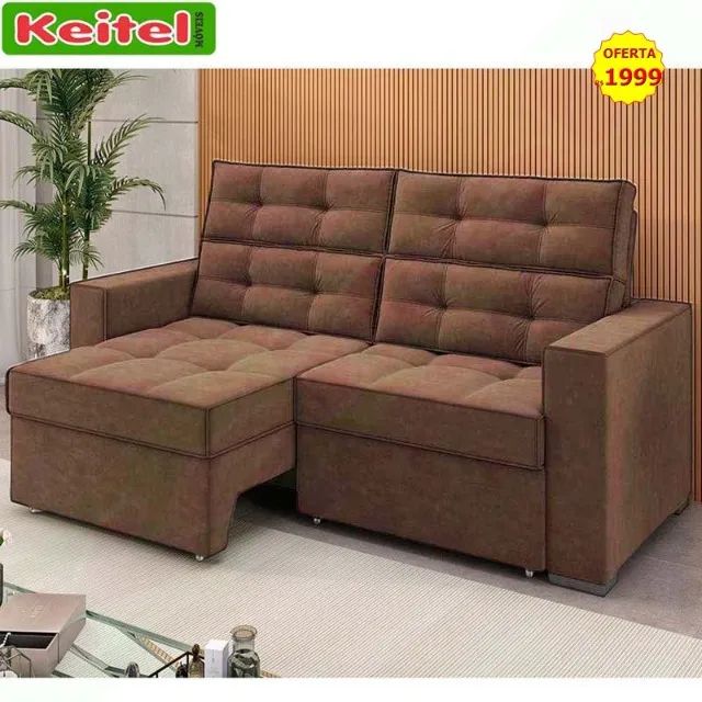 Sofá Retrátil e Reclinável 3 Lugares Berlim Cor Castor