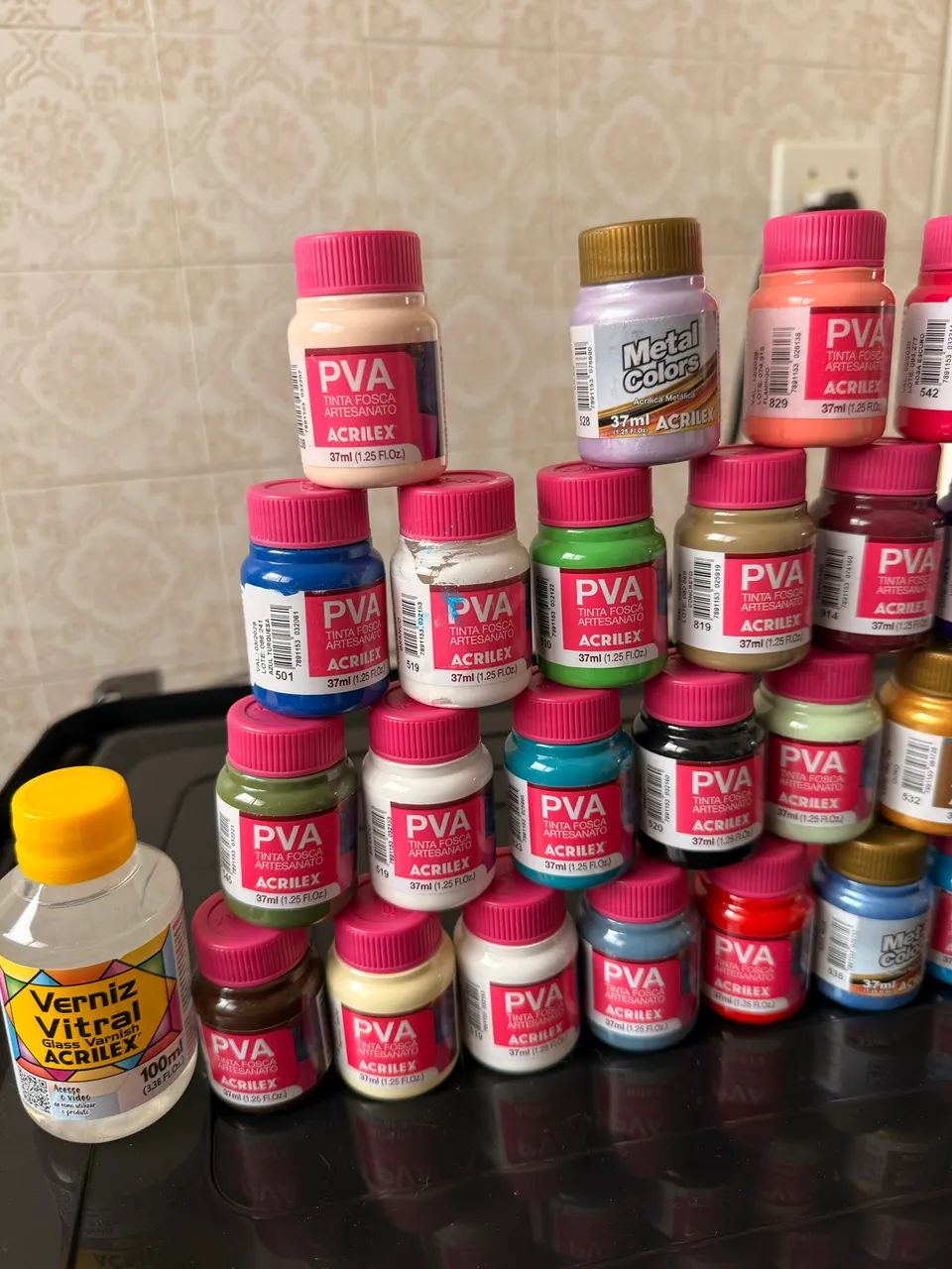 32 tintas artesanato acrilex pva e metal colors nunca usadas - Foto 3