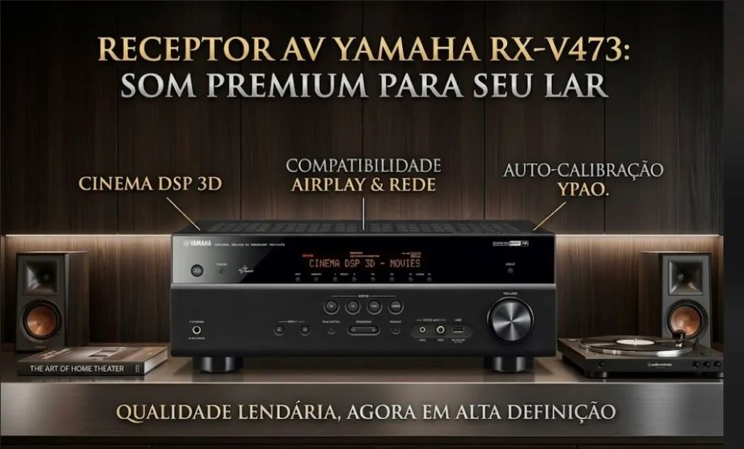 Receiver Yamaha RX-V473 | airplay, 4k, 5.1 canais - Impecável