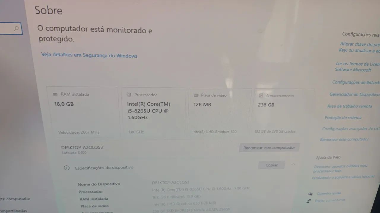 Notebook Dell Latitude 3400 16GB RAM 248 SSD intel i5 - Foto 3