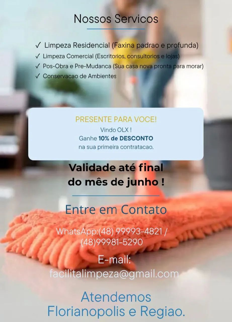 Diarista/faxina residencial e comercial-florianopolis e região!!! - Foto 2