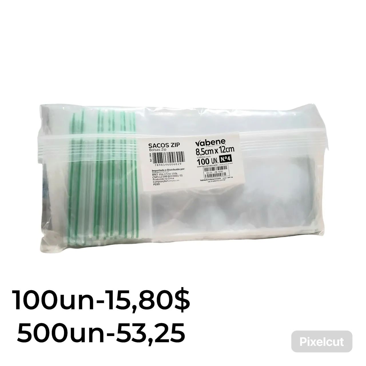 100un Saquinho N°4  Hermético Zip Lock 8,5×12cm (Sacos Ziper)