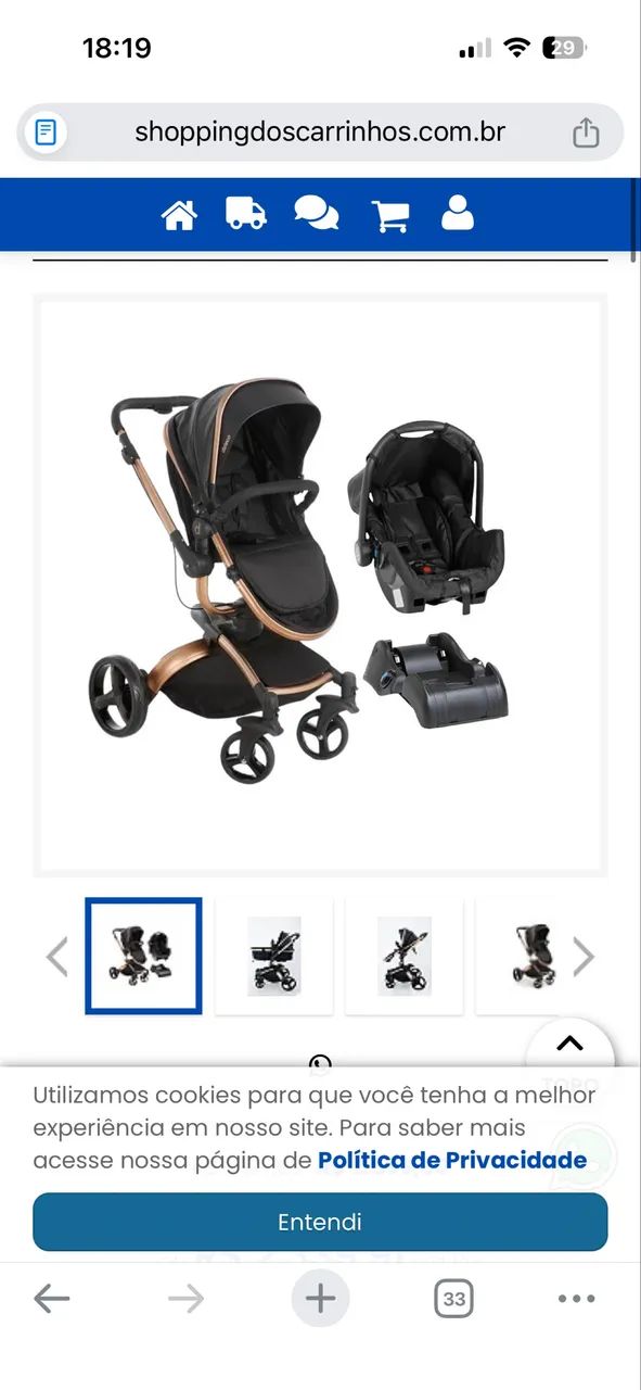Carrinho de bebê galzerano com bebê conforto  - Foto 2