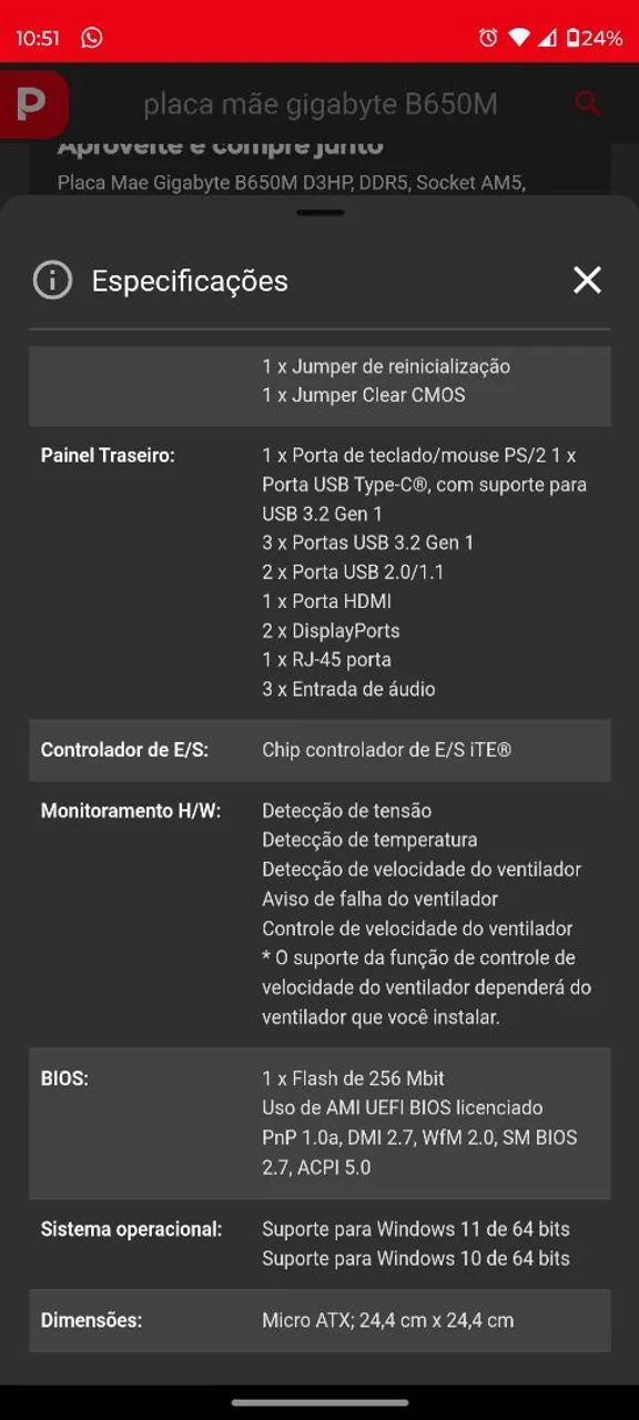 Placa mãe gigabyte B650M D3HP AM5  - Foto 5