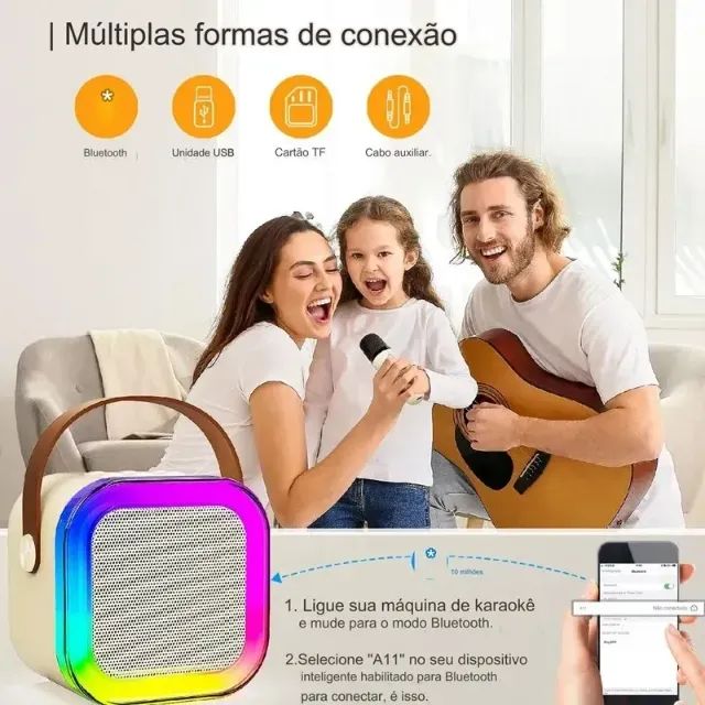 Caixinha De Som Karaokê Bluetooth Com 01 Microfone - Foto 5