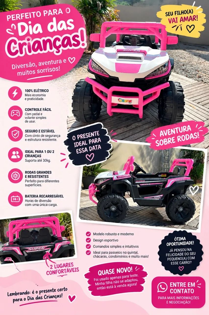 CARRO ELÉTRICO INFANTIL - NOVO! - Foto 5