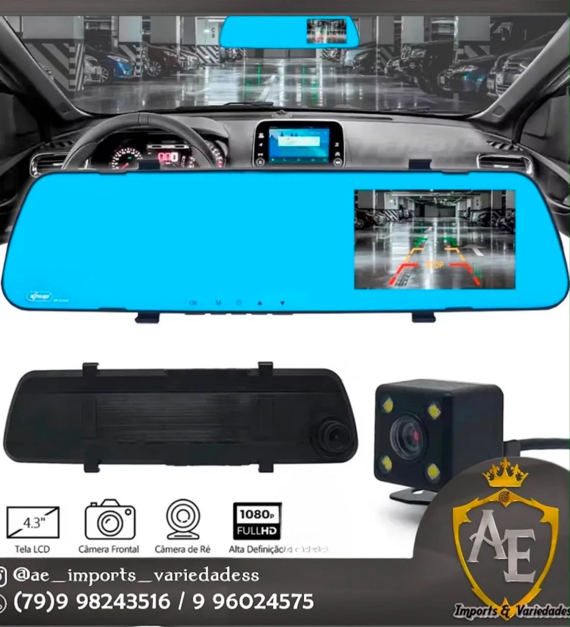 Retrovisor com câmera pra carro