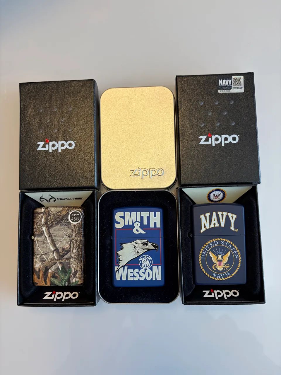 Zippo combo - Realtree, Navy e Smith & Wesson