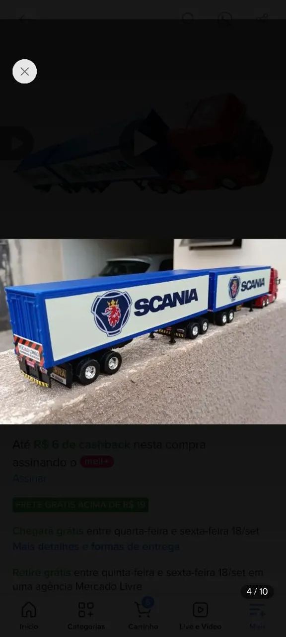 Miniatura caminhão Scania bitrem 9 eixos coleção presente 