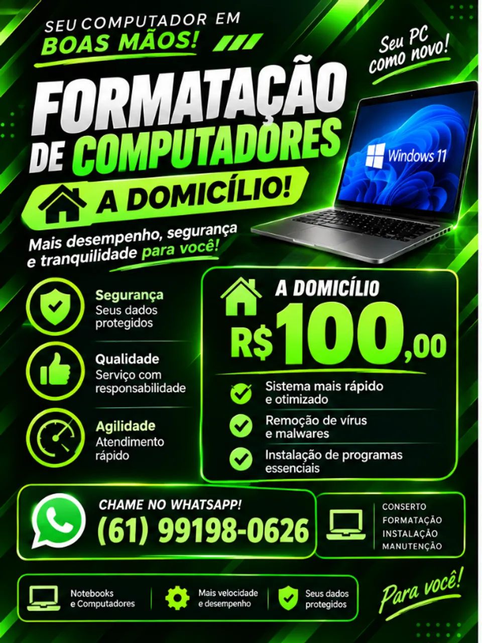 Formatação de Computador e Notebook.