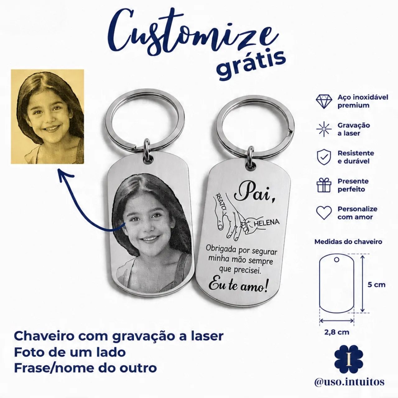 Chaveiro personalizável aço - Não escurece - Foto 3
