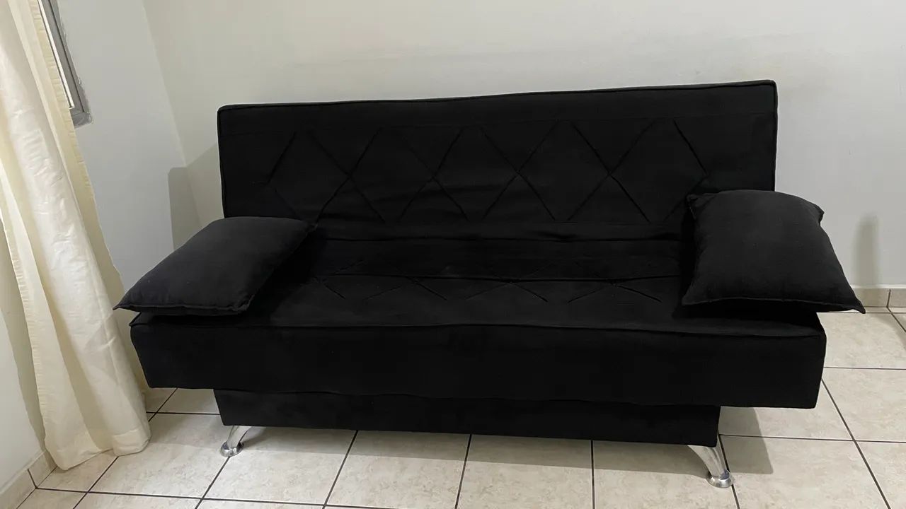 SOFÁ RECLINÁVEL (CAMA) PRETO - Foto 2
