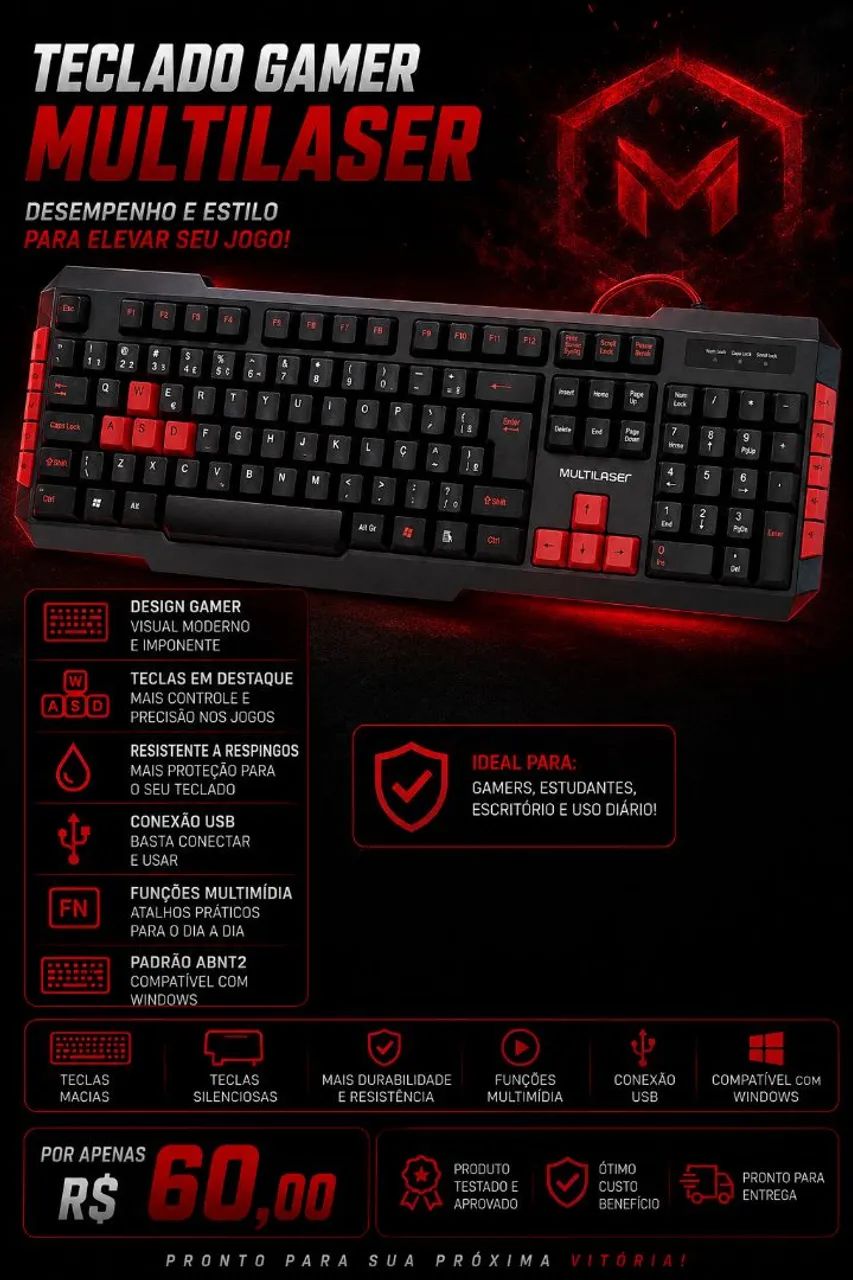 Teclado Gamer Multilaser 