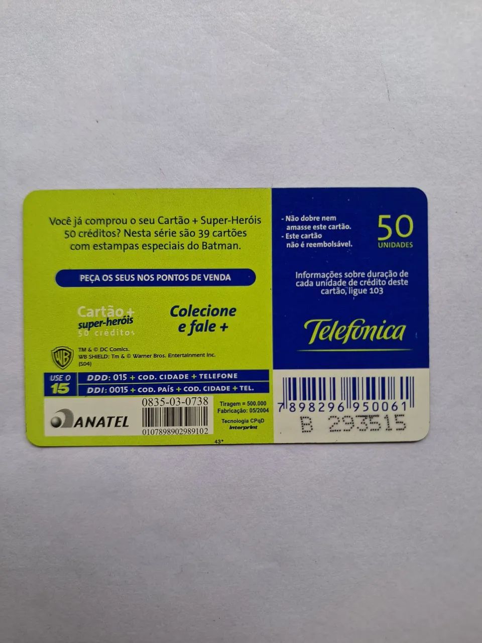 Cartão Telefônico Telefonica Batman - Foto 2