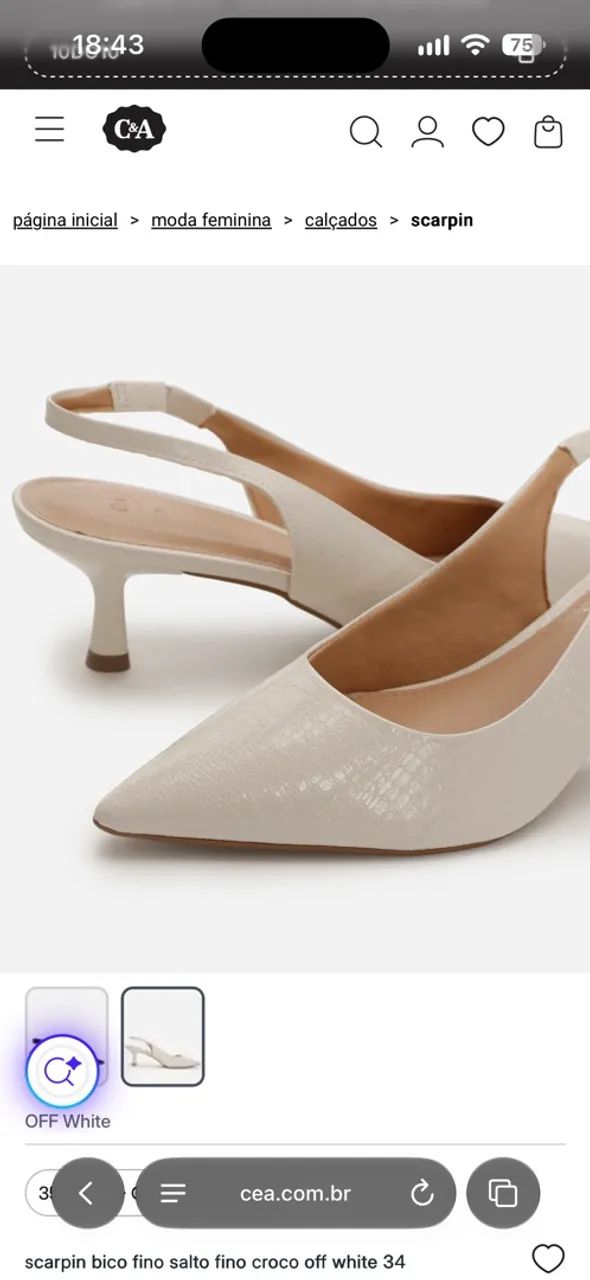 Scarpin branco tam 36 - Foto 2