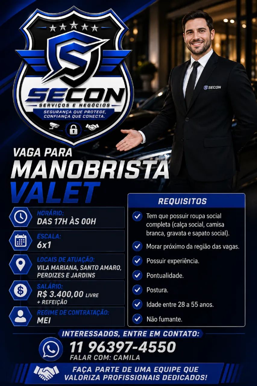 VAGA MANOBRISTA VALET