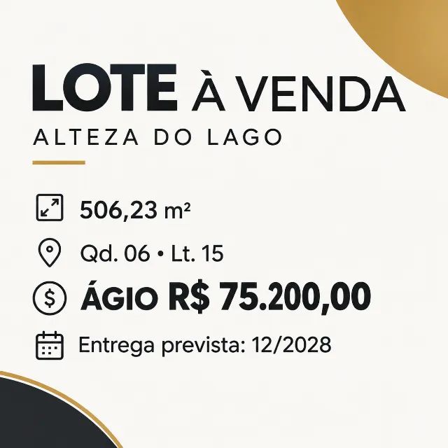 LOTE NO ALTEZA DO LAGO ? 506,23 m²