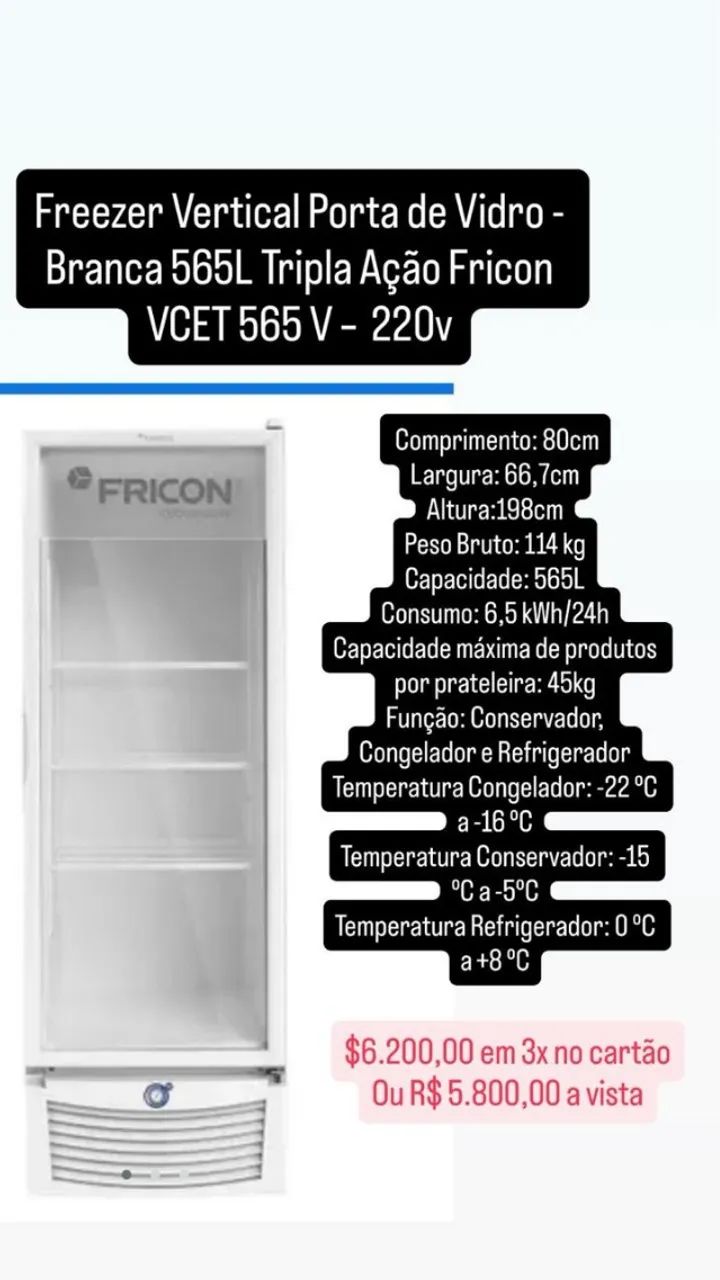 FREEZER VERTICAL tripla açao 220v