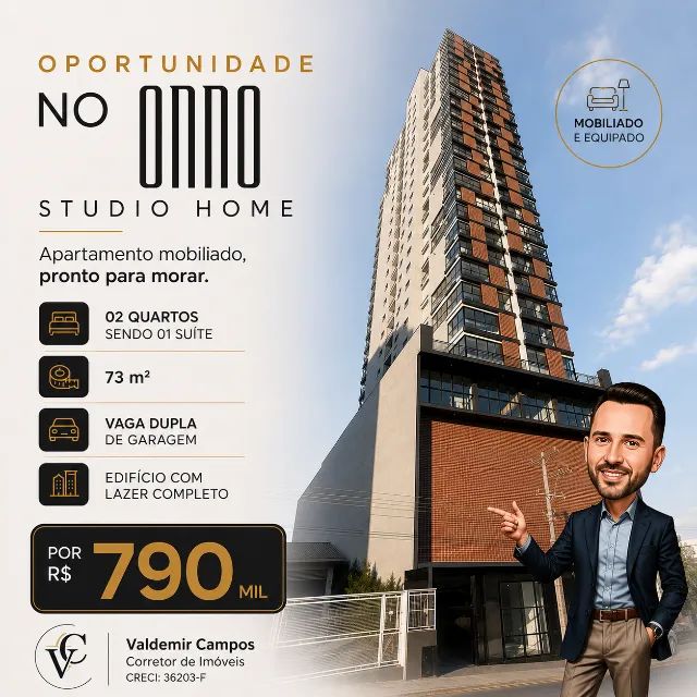 Apartamento mobiliado no ONNO Studio Home - 73 m², 2 quartos e vaga dupla