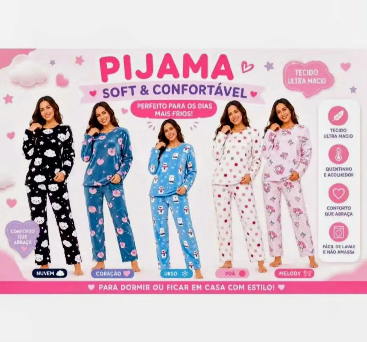 Kit pijama Plush Soft feminino