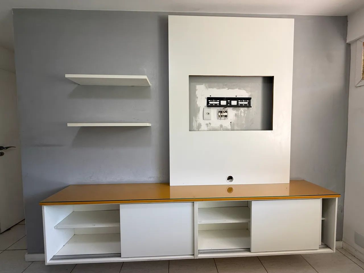 Hack TV Stand for Bedroom or Living Room | 2.4m with Glass and Shelf