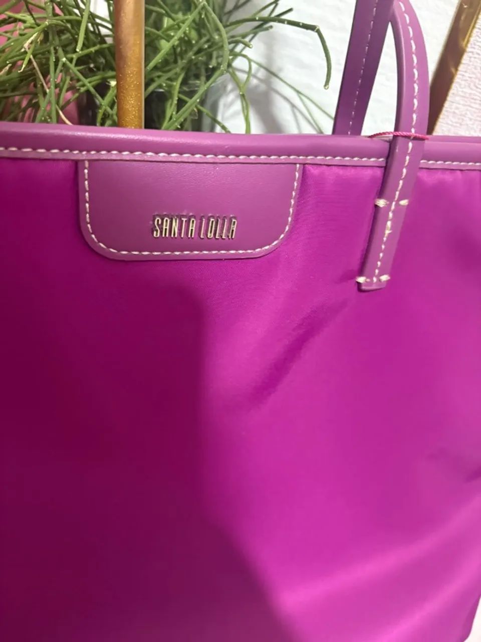 bolsa shopper em nylon santa lolla cor uva - Foto 2