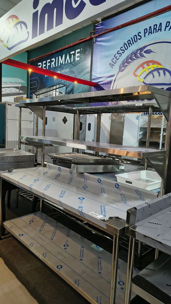 Mesa Total Inox 1,90x0,70m com Submesa e 2 Prateleiras Superiores Chimafrio - Foto 2